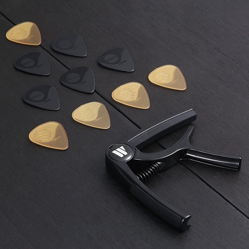 Wingo Guitar Capo for Acoustic and Electric Guitars, Ukulele, Mandolin, Banjo - Black with 10 Non-slip Picks. - Image 5
